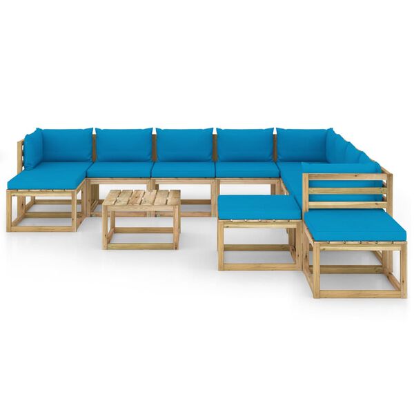 vidaXL Sodo komplektas su pagalvėlėmis, 12 dalių, impregnuota pu&scaron;is