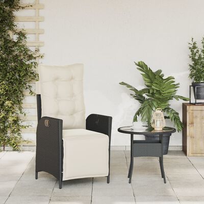 vidaXL Atlošiama sodo kėdė su pakoja, juodos spalvos, poliratanas