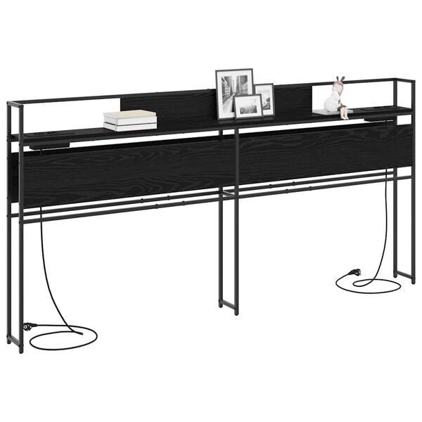 vidaXL Saugojimo galvos atlo&scaron;as juoda ąžuolo 200 cm Apdirbta mediena