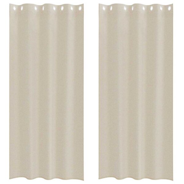 vidaXL Voile Užuolaida 2 pcs Smėlio 245 x 140 cm Poliesteris