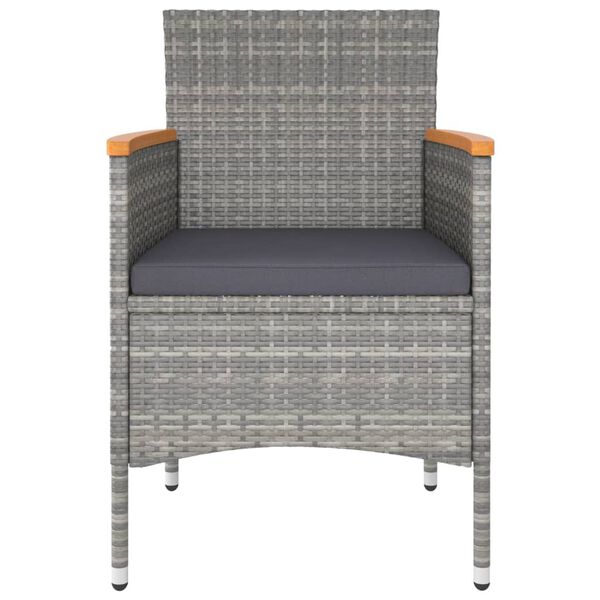 vidaXL Kėdžių ir taburečių komplektas, 4 dalių, pilkas, poliratanas
