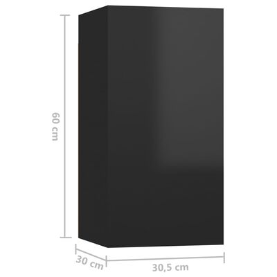 vidaXL Televizoriaus spintelės, 2vnt., blizi juoda, 30,5x30x60cm, MDP