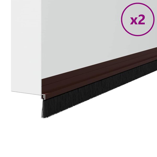 vidaXL Savarankiškai klijuojami durų šepetėlių sandarikliai 2 pcs Ruda