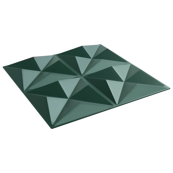 vidaXL Sienų plok&scaron;tės 12 pcs Origami Žalias 50 x 50 cm XPS Putplastis
