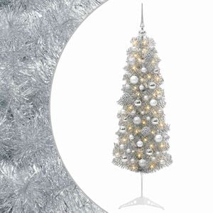 vidaXL Dirbtinė siaura kalėdinė eglutė su žaisliuku 150 cm 150 LED
