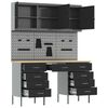 vidaXL Darbo spinta su stalčių 8 pcs Juoda 150 x 55 x 200 cm