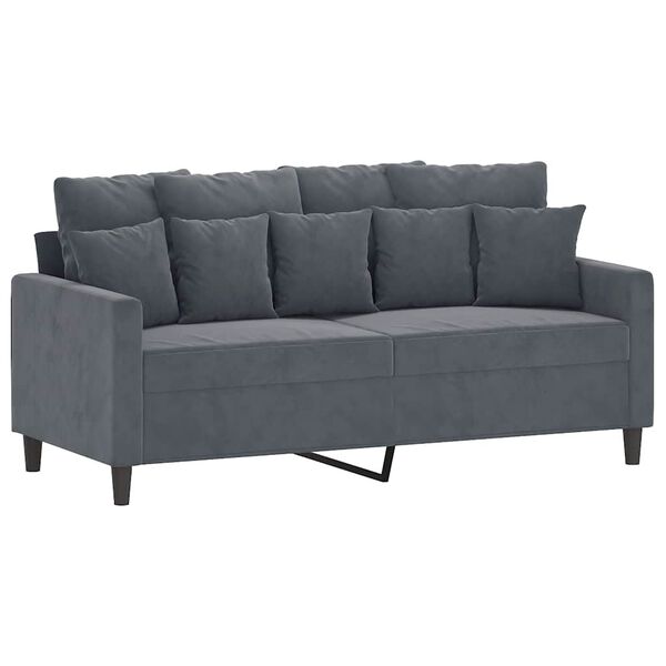 vidaXL Dvivietė sofa, tamsiai pilkos spalvos, 140cm, aksomas