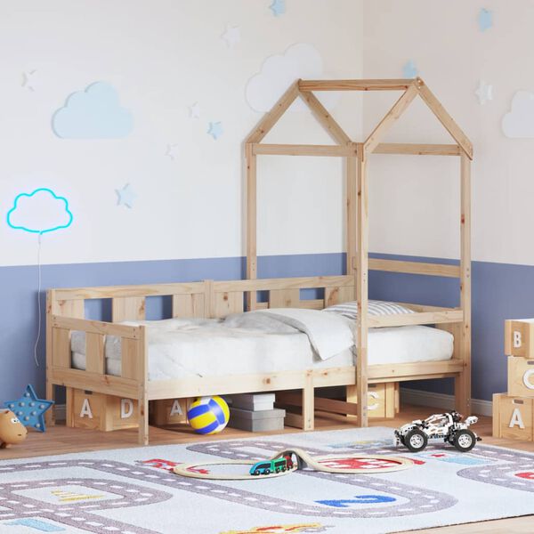 vidaXL Lova su stogeliu, 80x200cm, pušies medienos masyvas
