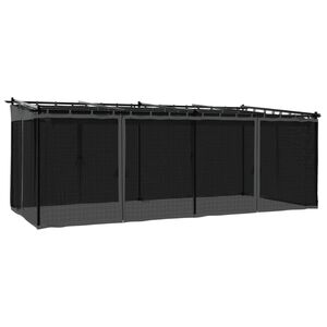 vidaXL Pavėsinė su tinkleliais, antracito spalvos, 6x4m, plienas