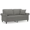 vidaXL Dvivietė sofa su pagalvėmis, tamsiai pilka, 140cm, audinys