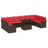 vidaXL Sodo Sofų Rinkinys su pagalve 11 pcs Ruda Poli ratanas