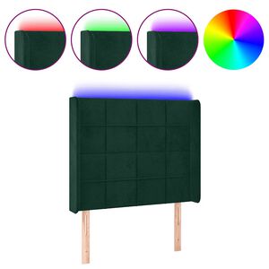 vidaXL Galvūgalis su LED, tamsiai žalias, 93x16x118/128cm, aksomas