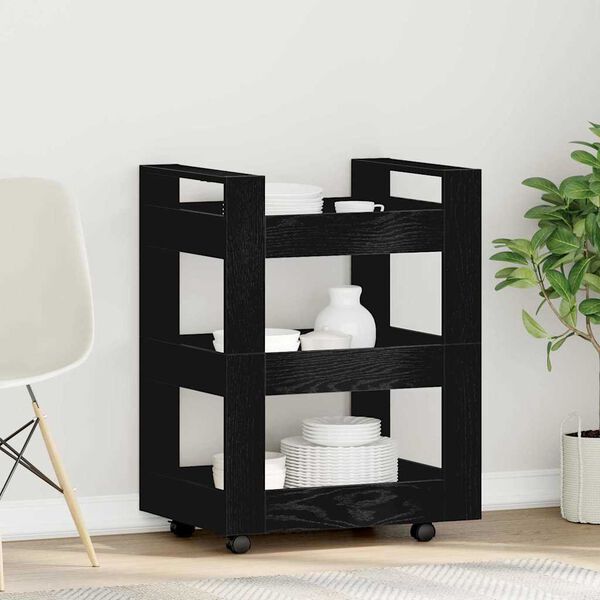 vidaXL Virtuvės vežimėlis Juodas ąžuolas 60 x 45 x 80 cm