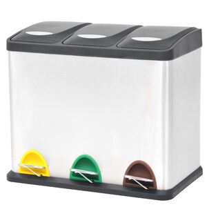 vidaXL &Scaron;iuk&scaron;liadėžė, rū&scaron;iavimui, nerūdij. plienas, su pedalu, 24 l