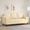vidaXL Trivietė sofa su pagalvėmis, kreminė, 180cm, audinys
