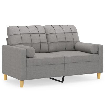 vidaXL Dvivietė sofa su pagalvėmis, šviesiai pilka, 120cm, audinys
