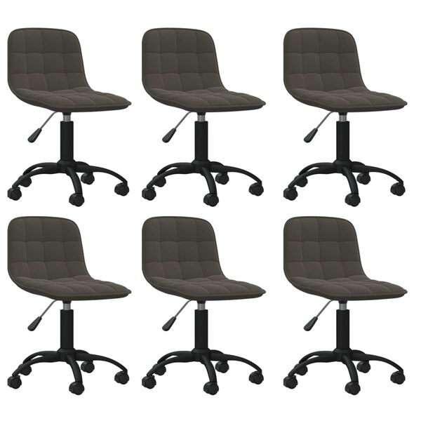 vidaXL Pasukamos valgomojo kėdės, 6vnt., tamsiai pilkos, aksomas