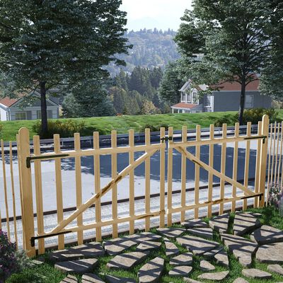 vidaXL Dvigubi tvoros vartai, lazdyno mediena, 300x120cm