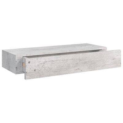 vidaXL Sieninė lentyna su stalčiumi, betono pilka, 60x23,5x10cm, MDF