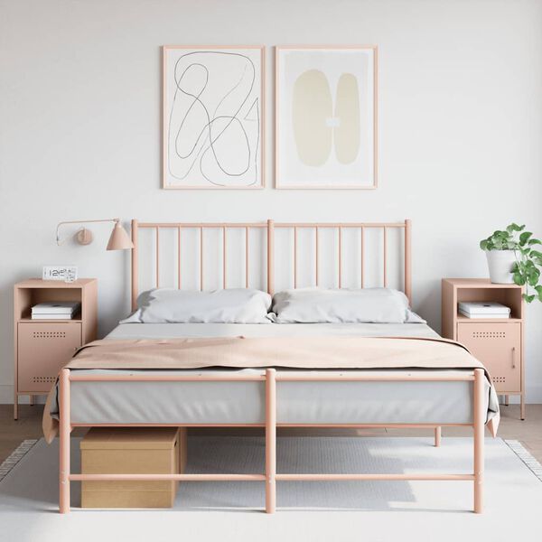 vidaXL Naktinės spintelės, 2vnt., rožinės spalvos, 36x39x68cm, plienas