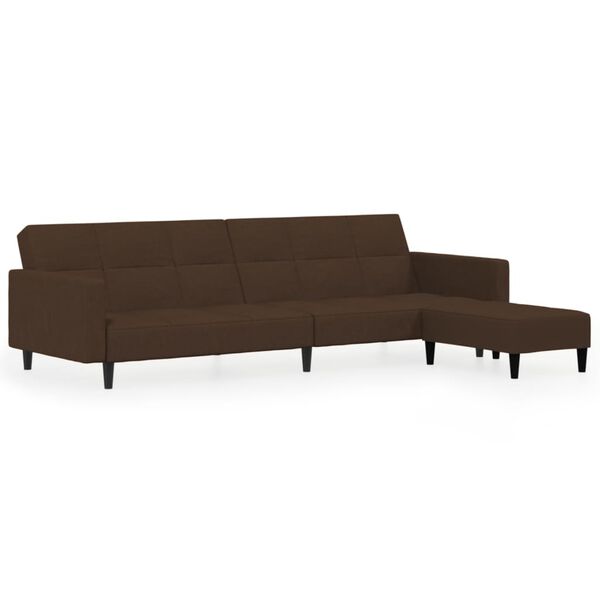 vidaXL Dvivietė sofa-lova su taburete, ruda, mikropluo&scaron;to audinys