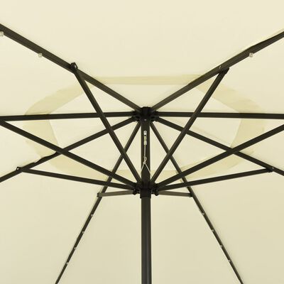 vidaXL Lauko skėtis su LED ir metaliniu stulpu, smėlio, 400cm