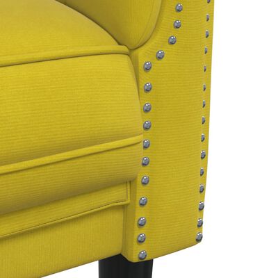 vidaXL Trivietė sofa, geltonos spalvos, aksomas