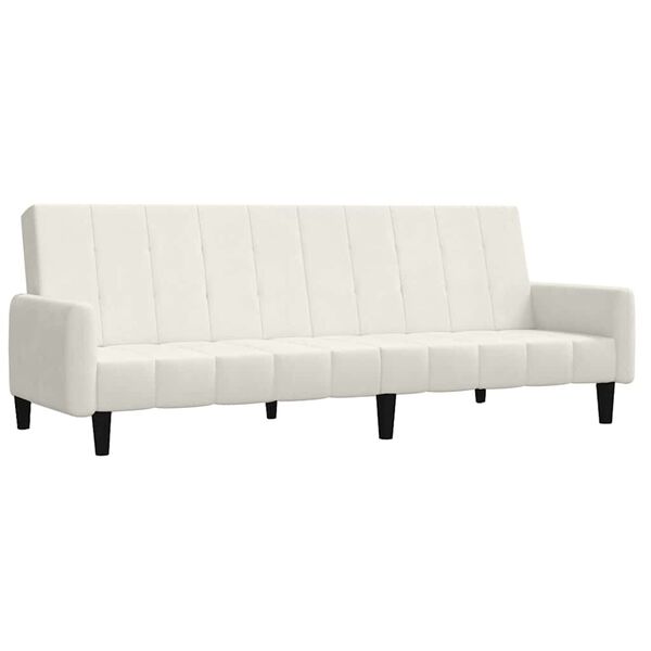 vidaXL Dvivietė sofa-lova, kreminės spalvos, aksomas