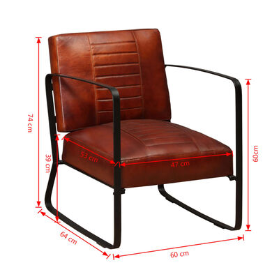 vidaXL Poilsio kėdė, ruda, tikra oda
