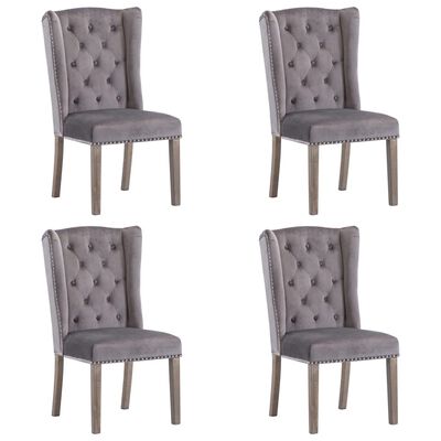 vidaXL Valgomojo kėdės, 4vnt., pilkos spalvos, aksomas (4x287951)