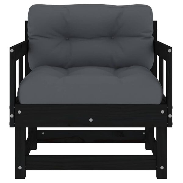 vidaXL Sodo kėdės su pagalvėlėmis, 2vnt., juodos, pu&scaron;ies masyvas