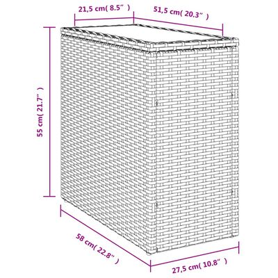 vidaXL Stalas su mediniu stalviršiu, pilkas, 58x27,5x55cm, poliratanas
