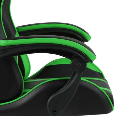 vidaXL Žaidimų kėdė su pakoja, juodos ir žalios spalvos, dirbtinė oda