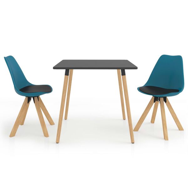 vidaXL Valgomojo baldų komplektas, 3 dalių, juodos ir turkio spalvos