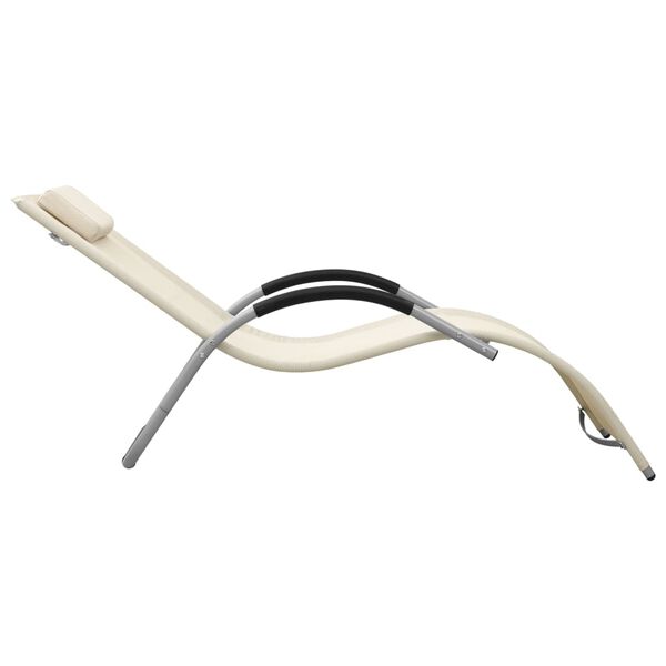 vidaXL Saulės gultai, 2vnt., kreminės ir pilkos spalvos, tekstilenas