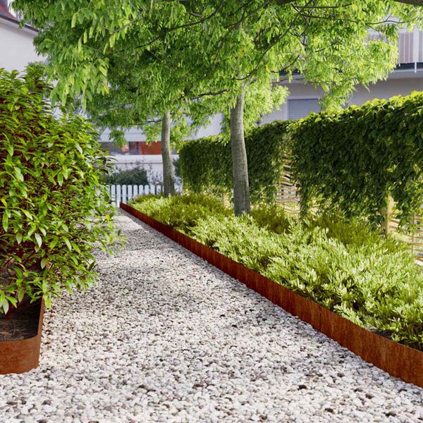 vidaXL Vejos apvadai, 10vnt., 15x103cm, lankstus Corten plienas