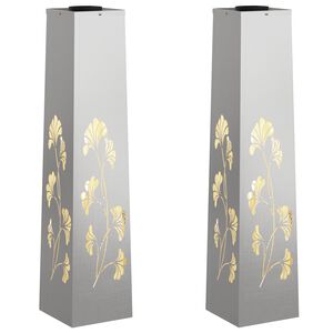 vidaXL Saulės LED &scaron;aligatvio &scaron;viesa 2 vnt. &Scaron;ilta balta 18 x 18 x 80 cm