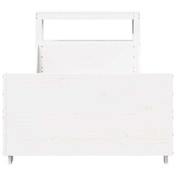 vidaXL Lovos rėmas be čiužinio, baltas, 100x200cm, pu&scaron;ies masyvas