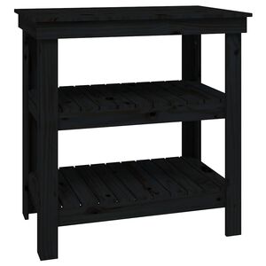 vidaXL Darbastalis Juoda 78,5 x 50 x 80 cm Pu&scaron;ies medienos masyvas