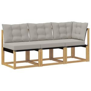vidaXL 3 vnt. Lauko vidurinė ir kampinė sofa Balta