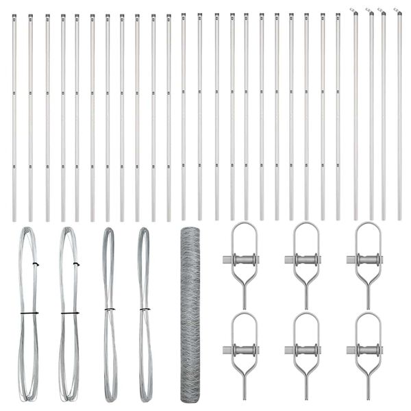 vidaXL Tvorelės stulpas Sidabro 50 x 1,2 m (36 mm tinklelis) Plienas