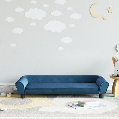 vidaXL Vaikiška sofa, mėlynos spalvos, 100x50x26cm, aksomas