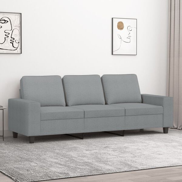 vidaXL Trivietė sofa, &scaron;viesiai pilkos spalvos, 180cm, audinys