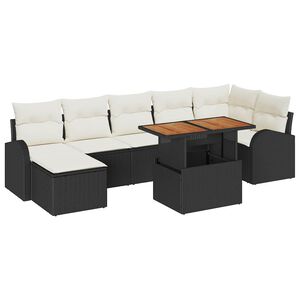 vidaXL Sodo Sofų Rinkinys su pagalve 8 pcs Juoda ir kreminė