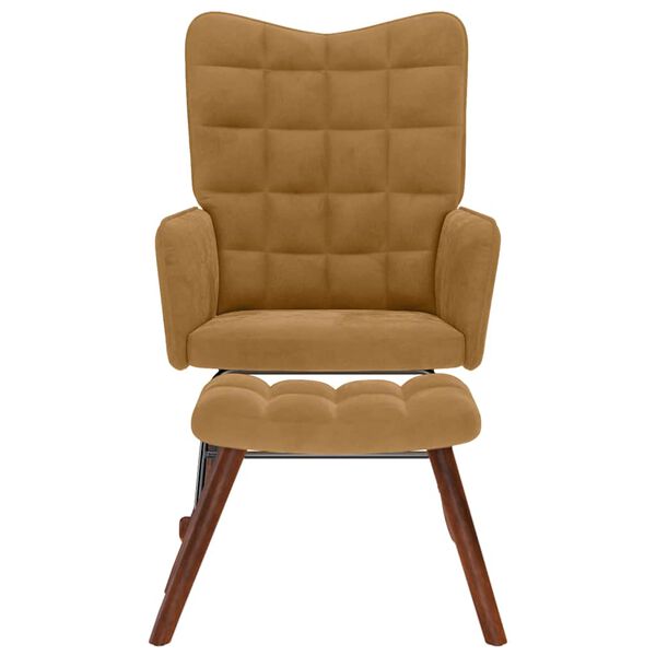 vidaXL supama kėdė su išmatomis Brown Velvet