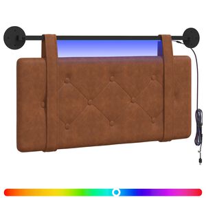 vidaXL Pakabinamas lovos galvūgalis Su LED &scaron;viesa Ruda Antikinis PU