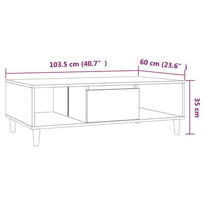 vidaXL Kavos staliukas, dūminio ąžuolo spalvos, 103,5x60x35cm, MDP