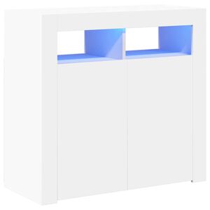 vidaXL &Scaron;oninė spintelė su LED ap&scaron;vietimu, baltos spalvos, 80x35x75cm