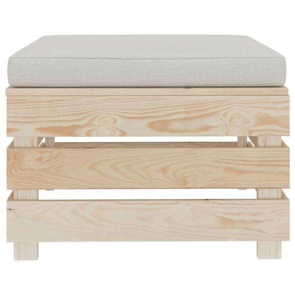 vidaXL Sodo otomanė i&scaron; paletės su smėlio spalvos pagalvėle, mediena