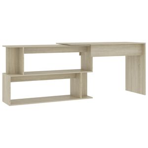 vidaXL Kampinis ra&scaron;omasis stalas, ąžuolo, 200x50x76cm, mediena